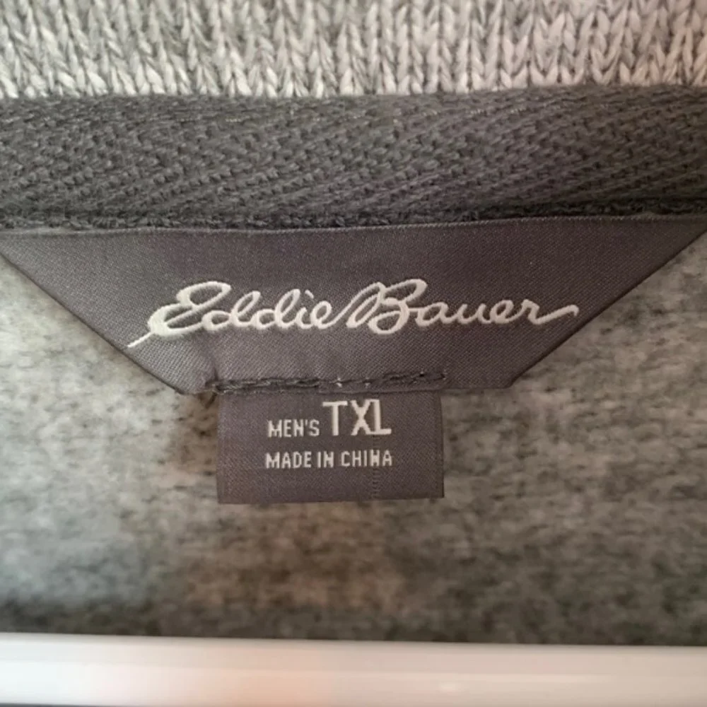 EDDIE BAUER Gray Two Toned Quarter Zip Long Sleeve Sweatshirt